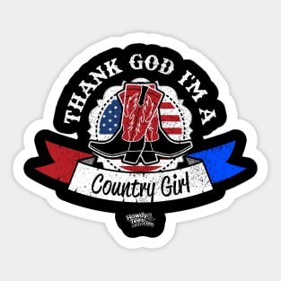 Thank God I'm A Country Girl American Flag Concho & Cowgirl Boots Sticker